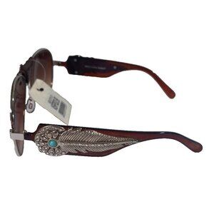 NWT Vtg Montana West Brown Western Aviator Indian Feather Sunglasses SGS-3713 CF